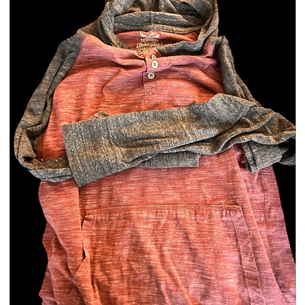 Large faded, glory, lightweight hoodie, kangaroo pocket